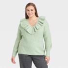 Women's Plus Size V-neck Ruffle Pullover Sweater - A New Day
