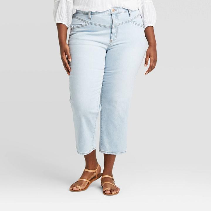 Women's Plus Size High-rise Cropped Straight Jeans -universal Thread