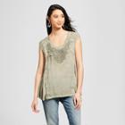 Women's Crochet Oil Wash Tank - Knox Rose Olive