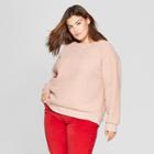 Women's Plus Size Long Sleeve Sherpa Sweatshirt - Universal Thread Pink X