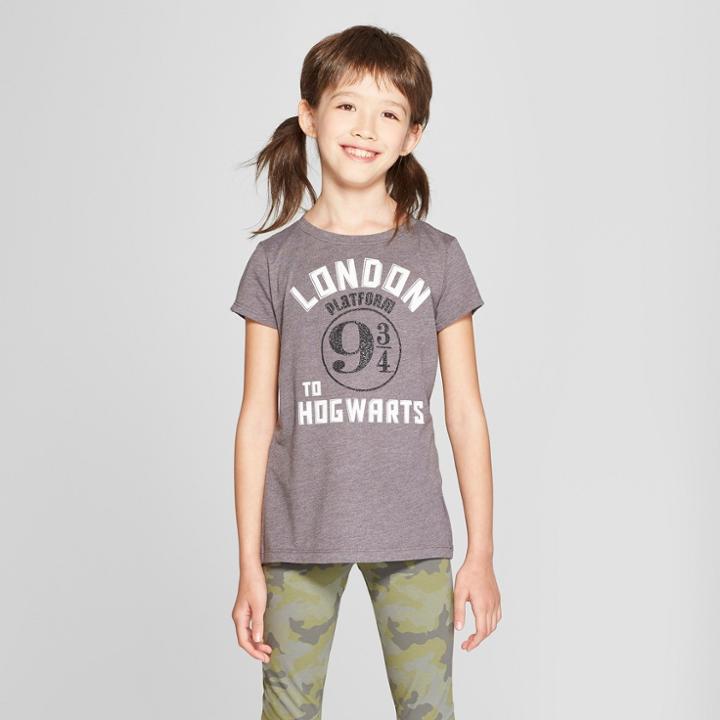 Girls' Harry Potter Graphic Short Sleeve T-shirt - Charcoal Heather