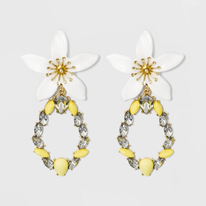 Sugarfix By Baublebar Mixed Media Flower Drop Earrings - Lemondrop Yellow, Girl's