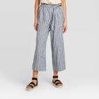 Women's Striped Tie-front Cropped Pants - Knox Rose Gray