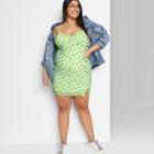 Women's Plus Size Sleeveless Lace Trim Mesh Bodycon Dress - Wild Fable Mint Green Floral
