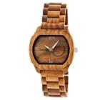 Earth Wood Goods Men's Earth Scaly Wood Bracelet Watch With Date Subdial-olive, Olive