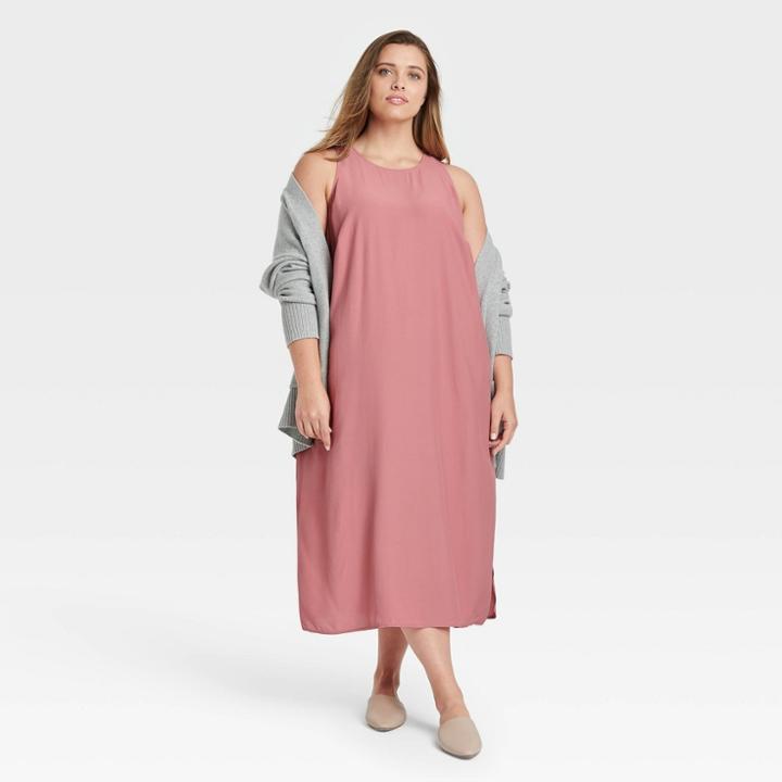 Women's Plus Size Sleeveless Racer Back Dress - A New Day Rose