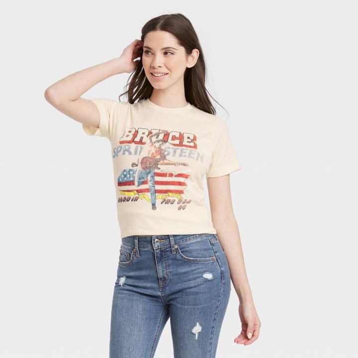 Merch Traffic Women's Bruce Springsteen Short Sleeve Graphic T-shirt - Off-white
