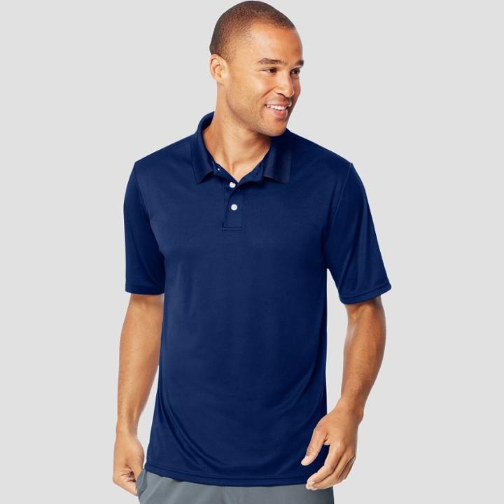 Hanes Men's Short Sleeve Cooldri Pique Polo Shirt - Navy (blue)