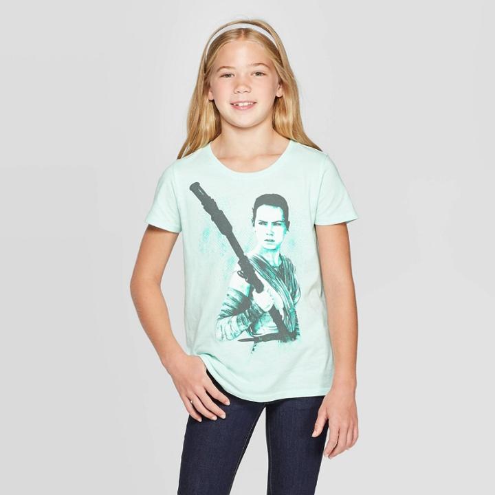 Petitegirls' Star Wars Rey Dot Short Sleeve T-shirt - Green S, Girl's,