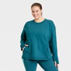 Women's Plus Size French Terry Modern Crewneck Sweatshirt - All In Motion Dark Teal Blue