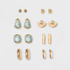 Semi Precious, Teardrop, Crescent Hoop And Bar Earring Set 8ct - Universal Thread,