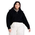 Women's Plus Size Quarter Zip Cableknit Pullover Sweater - Nili Lotan X Target Black