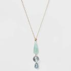 Irregular Round And Simulated Pearl Beaded Pendant Necklace - A New Day Green