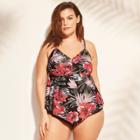 Women's Plus Size Double Strap Tankini - Kona Sol Tropical Print 24w,