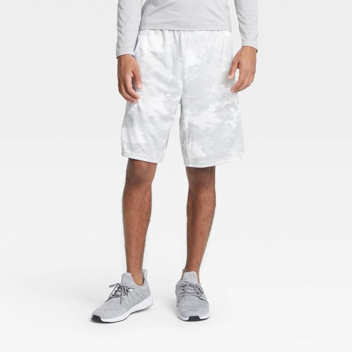 Men's Camo Print 9 Train Shorts - All In Motion White Camo S, Men's, Size: Small, White Green