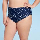 Women's Plus Size Bikini Bottom - Kona Sol Navy Dot Print