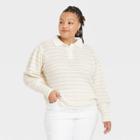 Women's Plus Size Collared Pullover Sweater - Ava & Viv Cream