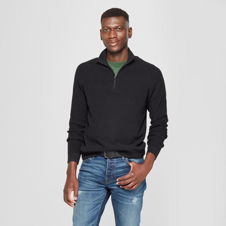 Men's Quarter Zip Sweater - Goodfellow & Co Black
