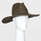 Women's Straw Wide Brim Fedora Hats - Universal Thread Black One Size, Women's, Green