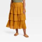 Women's Plus Size Tiered Midi Skirt - Universal Thread Gold