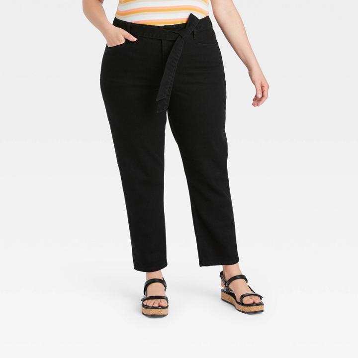 Women's Plus Size Mid-rise Tapered Jeans - Ava & Viv Dark Wash