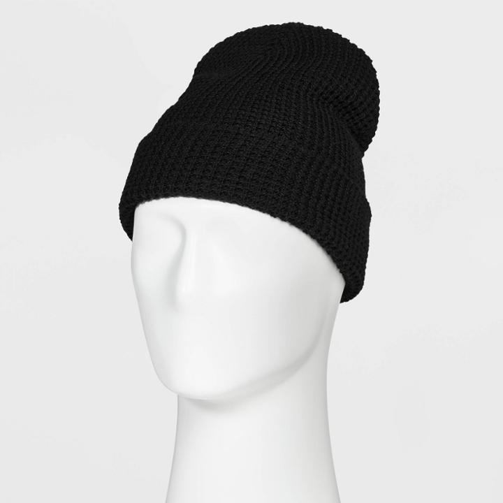 Men's Waffle Knit Value Beanie - Goodfellow & Co Black