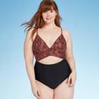 Women's Wrap Front Medium Coverage One Piece Swimsuit - Kona Sol Animal Print S, Women's, Size: