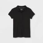Petitegirls' Short Sleeve Stretch Pique Uniform Polo Shirt - Cat & Jack Black