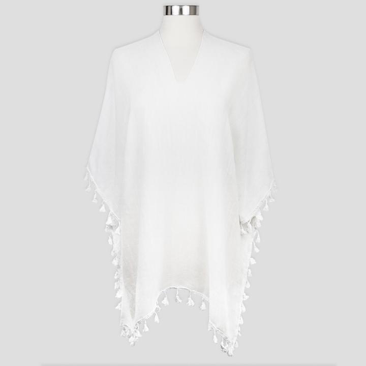 Sylvia Alexander Women's Tassel Poncho Sweater - White