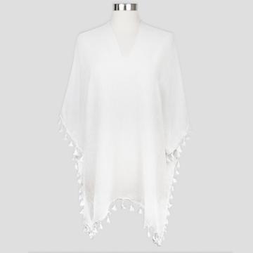 Sylvia Alexander Women's Tassel Poncho Sweater - White