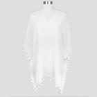 Sylvia Alexander Women's Tassel Poncho Sweater - White