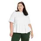 Women's Plus Size Short Sleeve Smocked T-shirt - Sandy Liang X Target White