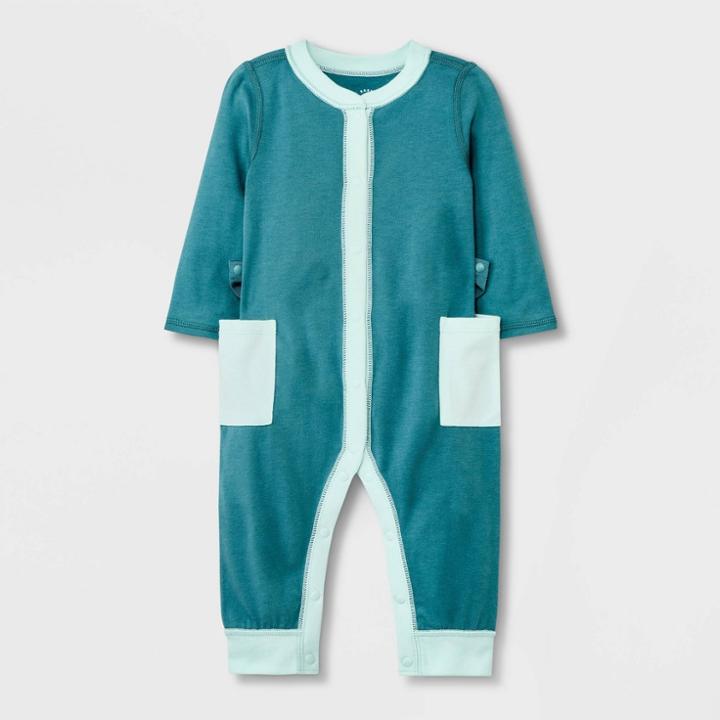 Baby Boys' Long Sleeve Snap Adaptive Pants Romper - Cat & Jack Green Newborn