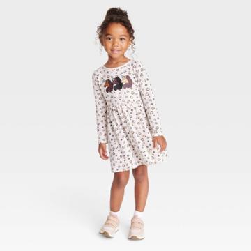 Toddler Girls' Afro Unicorn Printed Shirtdress - Beige