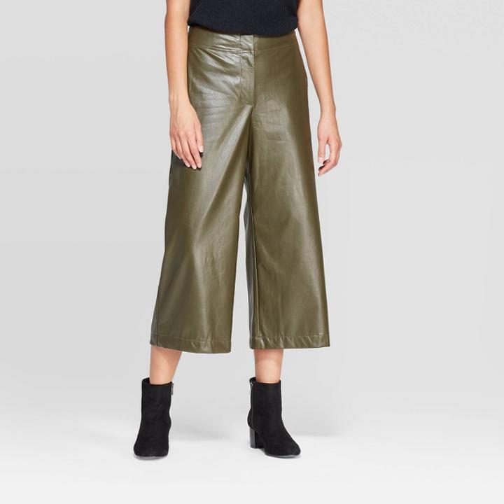 Women's Regular Fit Mid-rise Wide Leg Pants - Prologue Olive