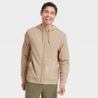 Men's Soft Gym Full Zip Hooded Sweatshirt - All In Motion Khaki