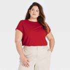 Women's Plus Size Short Sleeve Casual T-shirt - A New Day Red