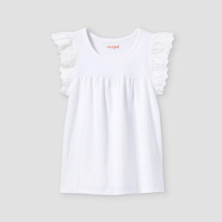 Girls' Slub-knit Eyelet T-shirt - Cat & Jack White