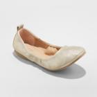 Women's Delaney Wide Width Metallic Round Toe Ballet Flats - Universal Thread Gold 8w,