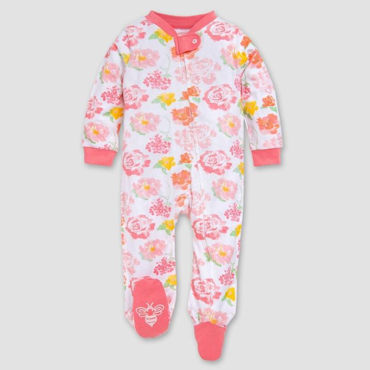 Burt's Bees Baby Baby Girls' Rosy Spring Organic Cotton Sleep N' Play - Pink Newborn