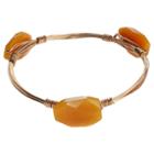 Women's Journee Collection Base Metal Glass Stone Bangle Bracelet - Yellow