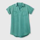 Women's Short Sleeve Shirtdress - Universal Thread Green
