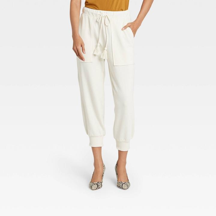 Women's High-rise Ankle Length Sweatpants - Who What Wear Cream