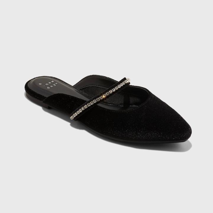 Women's Aneta Slip-on Mules - A New Day Black