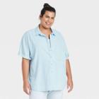 Women's Plus Size Short Sleeve Button-down Shirt - Ava & Viv