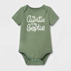 Baby Girls' 'auntie Bestie' Short Sleeve Bodysuit - Cat & Jack Sage Green Newborn