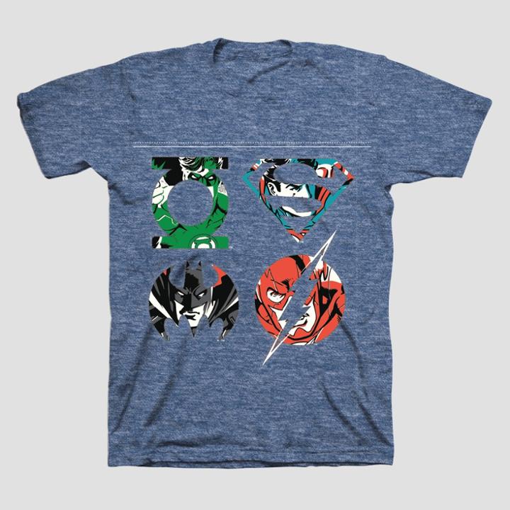 Dc Comics Boys' Justice League Short Sleeve T-shirt - Heather Blue