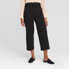 Women's Knit Barrel Wide Leg Cropped Pants - Prologue Black