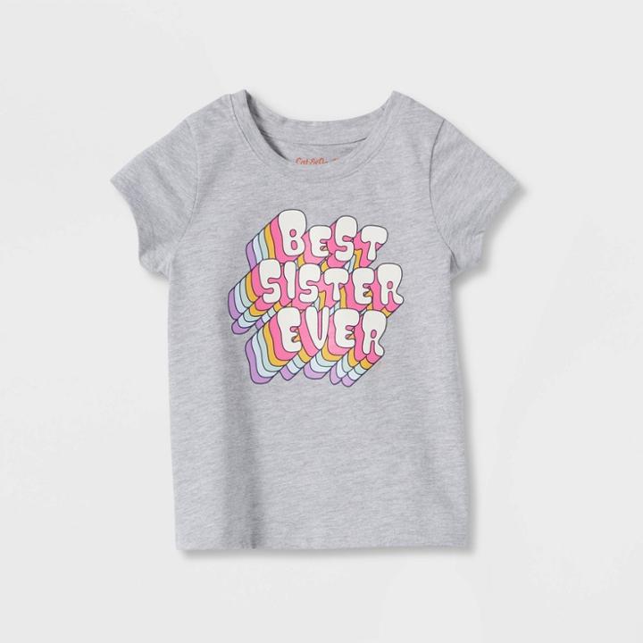 Toddler Girls' 'best Sister Ever' Short Sleeve Graphic T-shirt - Cat & Jack Gray