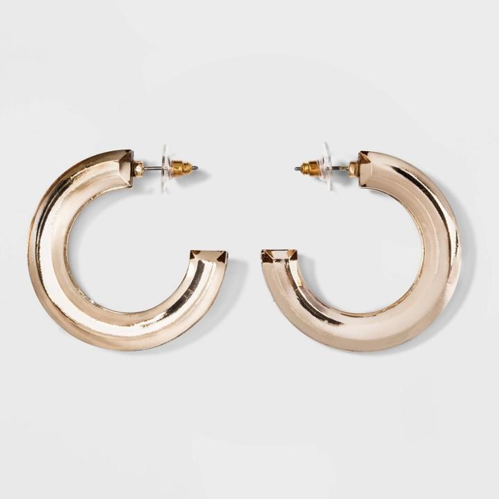 Faceted Open Hoop Earrings - A New Day Light Pink, Women's,